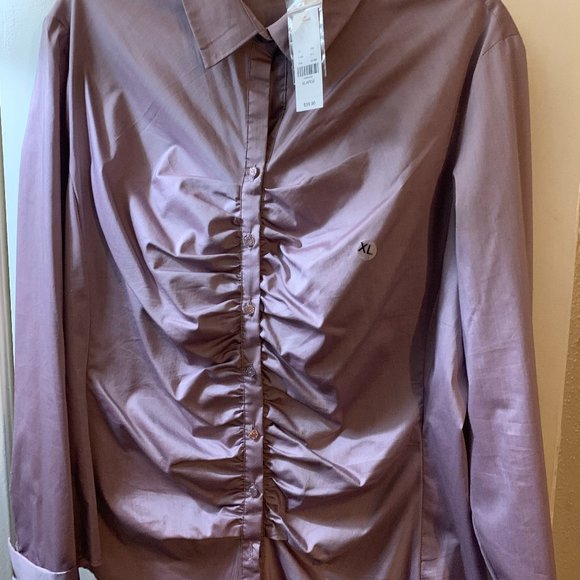 New York & Company Tops - NY&COMPANY ruffled front mauve blouse size XL